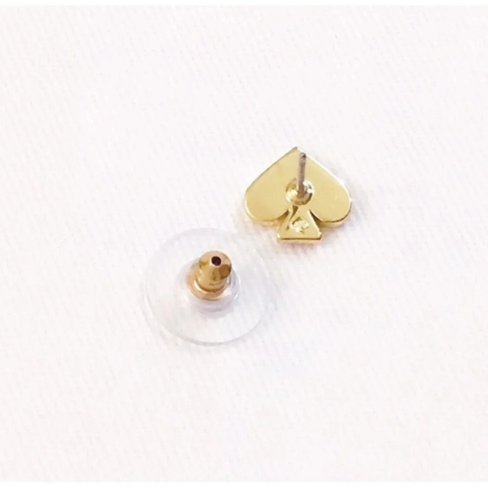 Kate Spade Everyday Spade Earrings Coral Pink Enamel Stud 12K NWT Gold Plated